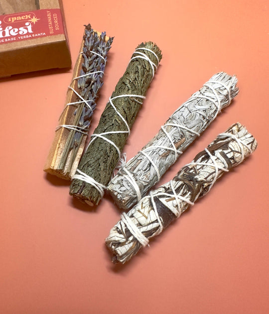 CLEANSE and MANIFEST KIT - Bundle - 4 Pack - Sage Smudge - Free Living Co