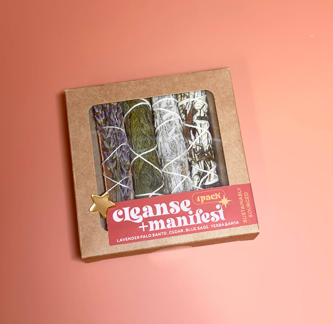 CLEANSE and MANIFEST KIT - Bundle - 4 Pack - Sage Smudge - Free Living Co