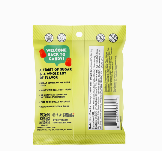 Sour Watermelon Gummy Candy - Low Sugar, Prebiotic,Vegan
